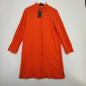 Magaschoni Women's Tuscan Orange Button Front Silk Dress Size 8